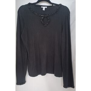 Vintage Charter Club Silk Angora Blend Beaded Sweater Large 90s Elegant Classic